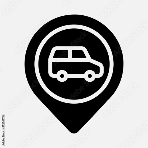 Car location icon in solid style, use for website mobile app presentation