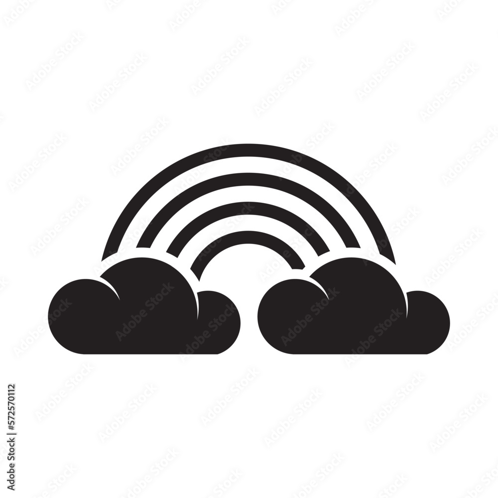 Rainbow with clouds icon isolated flat design vector illustration. Rainbow with clouds icon isolated flat design vector illustration.
