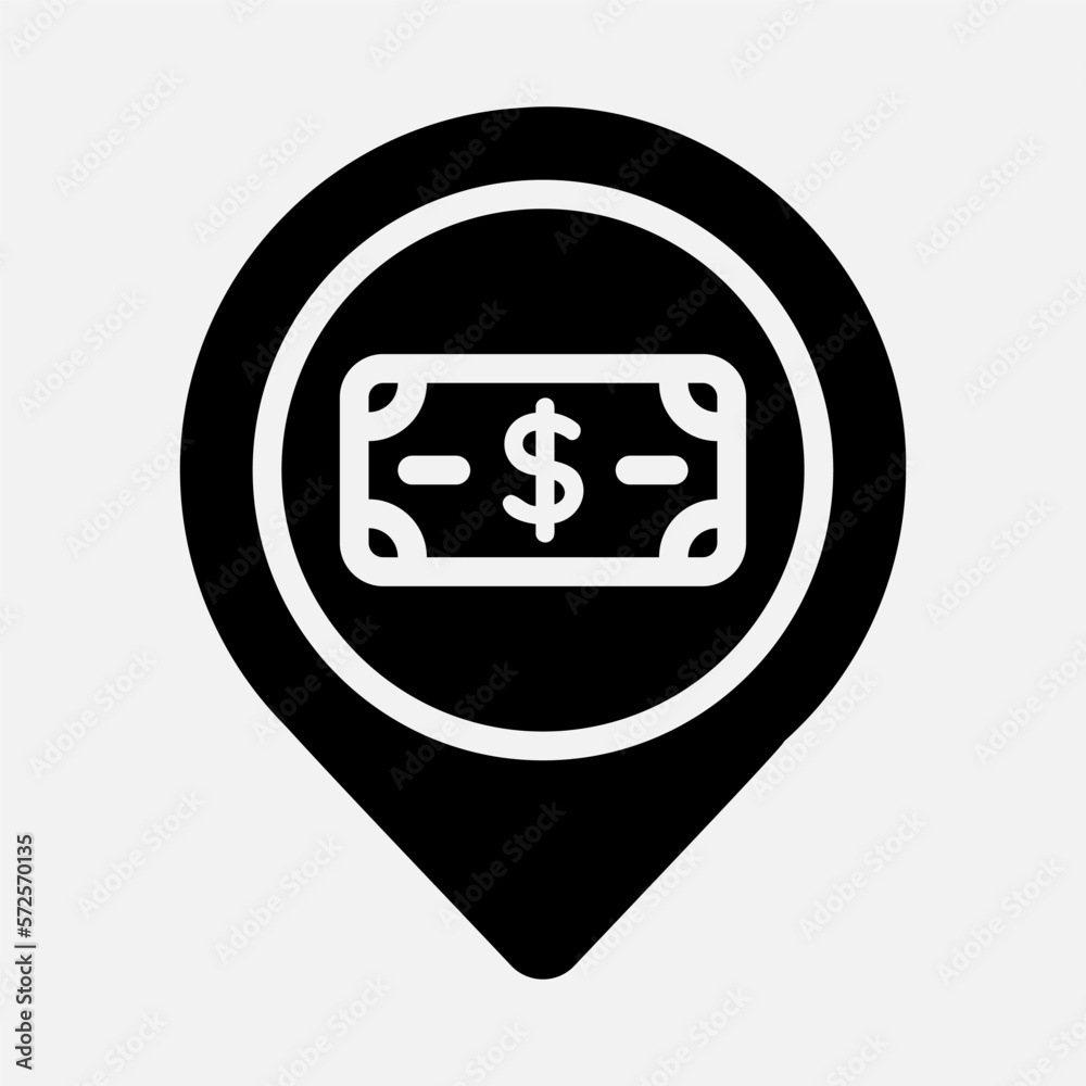 Payment location icon in solid style, use for website mobile app presentation