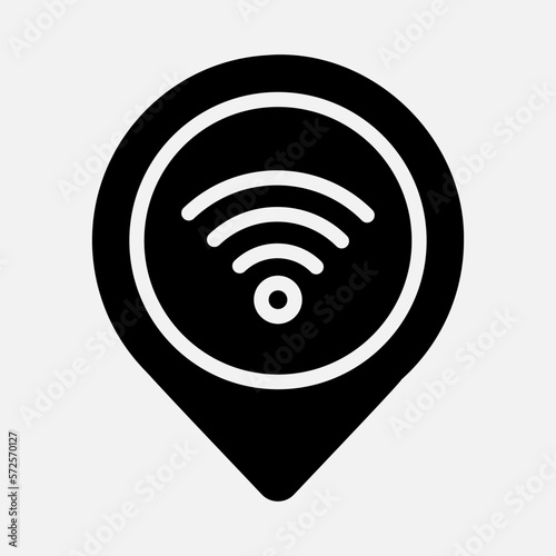 Wifi location icon in solid style, use for website mobile app presentation
