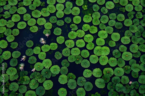 lotus flowers on a pond, ov...