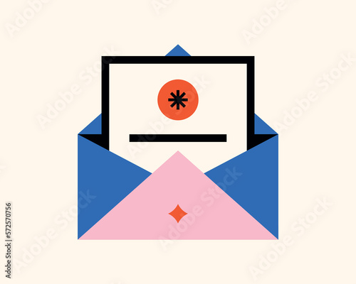 Geometric email illustration. Vector message icon in flat design art.
