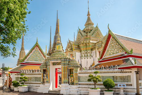 View at the Wat Pho Temple complex in the streets of Bangkok in Thailand