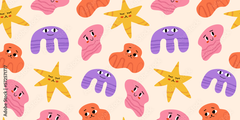 Abstract characters seamless pattern