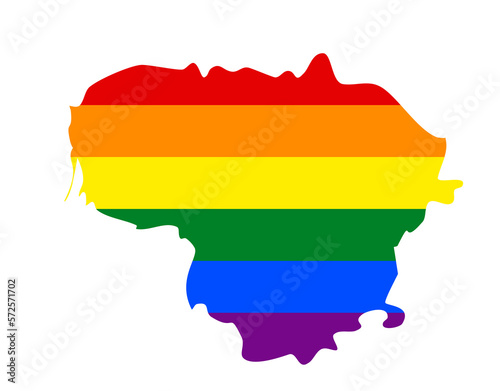 LGBT flag map of the Lithuania. PNG rainbow map of the Lithuania in colors of LGBT  lesbian  gay  bisexual  and transgender  pride flag.