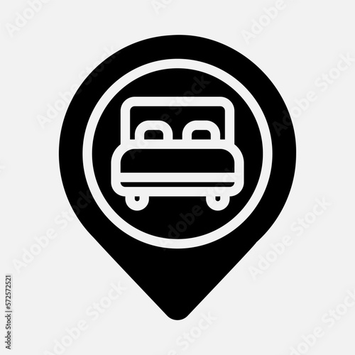 Hotel location icon in solid style, use for website mobile app presentation