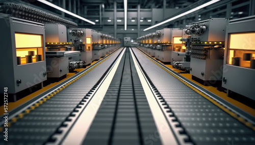 Wallpaper Mural A long factory assembling conveyor line can improve your productivity, Generative AI Torontodigital.ca
