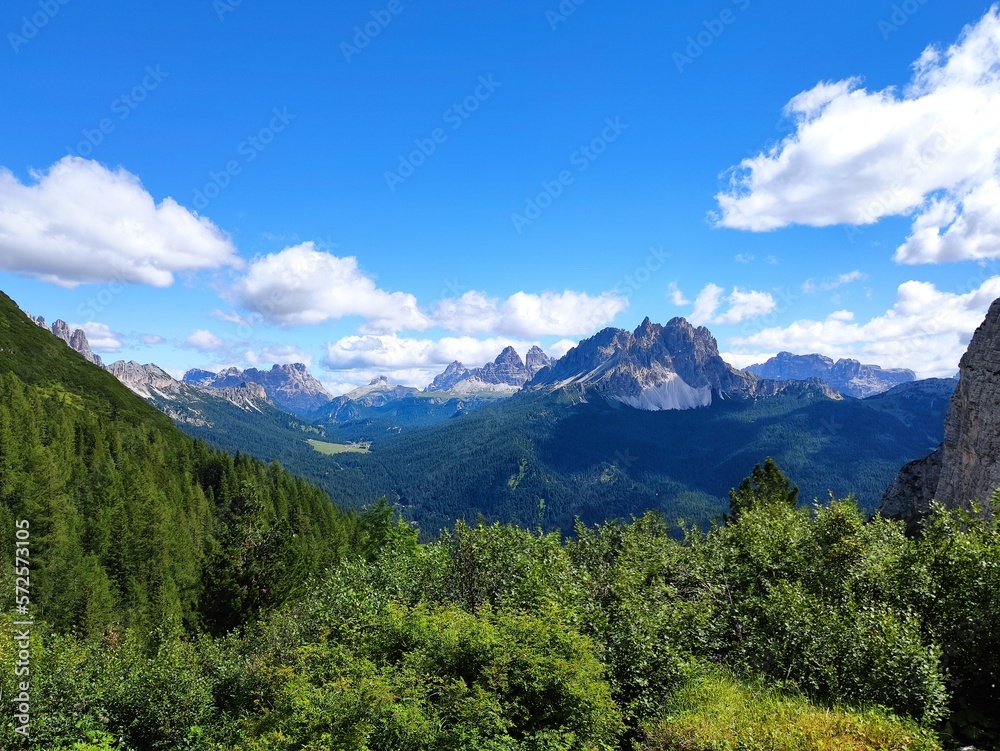 landscape on mountain with peaks