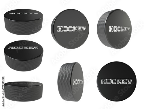 Hockey puck isolated transparent background 3d rendering
