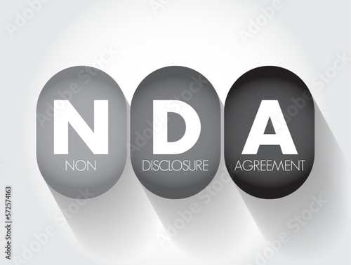 NDA Non-Disclosure Agreement - legal contract between two parties that outlines confidential material, acronym text concept background