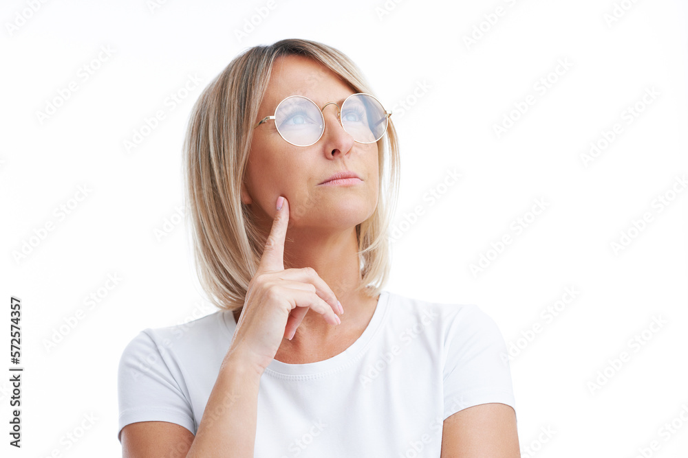 Picture of blonde woman over back isolated background wearing glasses Picture of blonde woman over back isolated background wearing glasses