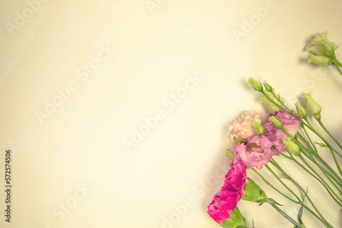 floral layout from different fresh spring wildflowers on a yellow background. Beautiful light reflections. Top view. wildflowers flat lay copy space  spring  summer nature concept