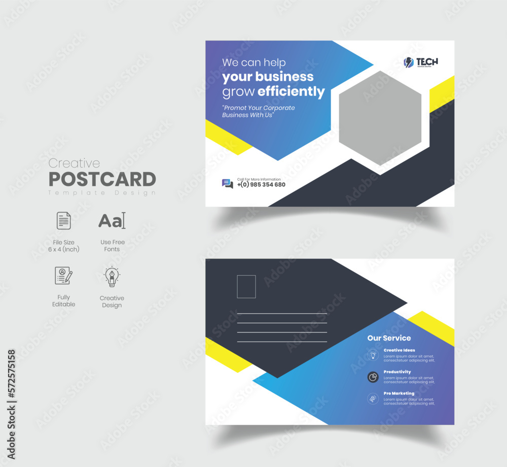 Corporate Business Postcard Template Design