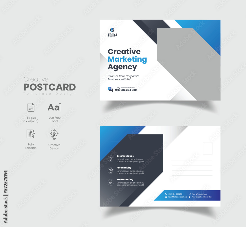Corporate Business Postcard Template Design