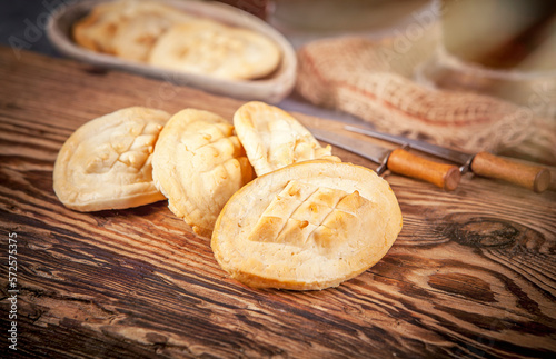 Oscypek (Oszczypek) is a traditional Polish highland cheese made of sheep's milk from the vicinity of the Tatra mountain range.