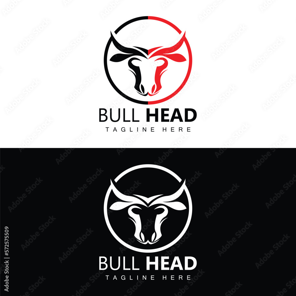Bull Head Logo, Farm Animal Vector, Livestock Illustration, Company Brand Icon