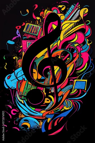 Music graphite poster  background  wallpaper. Printable artwork. Generative AI.