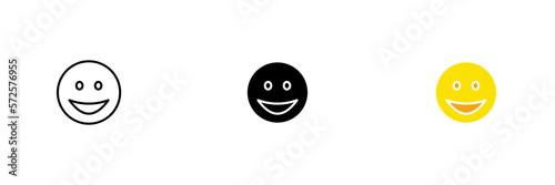 Emoji depicting a good mood. Chatting, sticker, online communication. Vector set of icons in line, black and colorful styles isolated on white background.