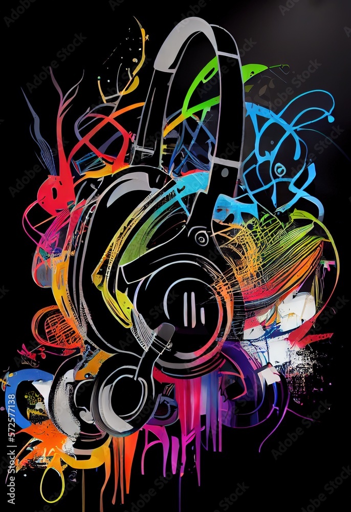 Fototapeta premium Music graphite poster, background, wallpaper. Printable artwork. Generative AI.