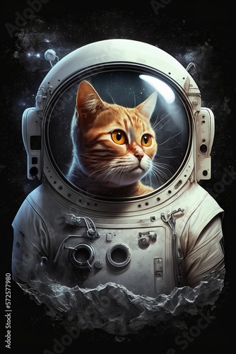 Beautiful cat in outer space.First trip to space photo
