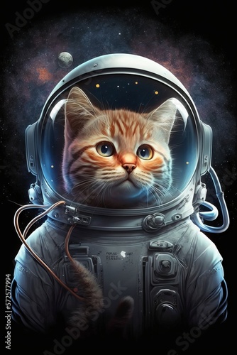 Beautiful cat in outer space.First trip to space photo