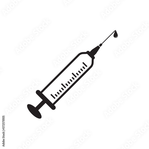 Syringe symbol in medical simple icon illustration design template.
