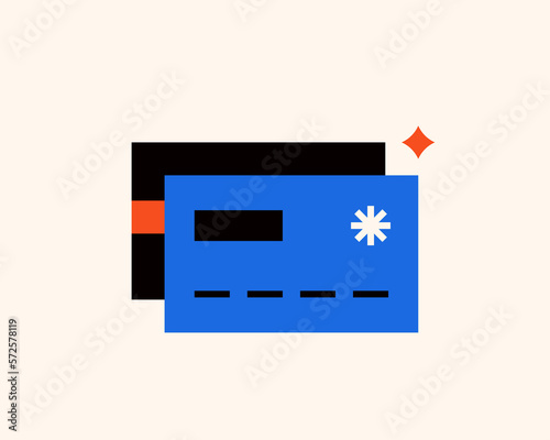 Geometric credit card illustration. Vector money icon in flat design art. 