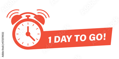 Last day icon in flat style. Promo label with alarm clock vector illustration on isolated background. Sale promotion 1 day to go sign business concept.