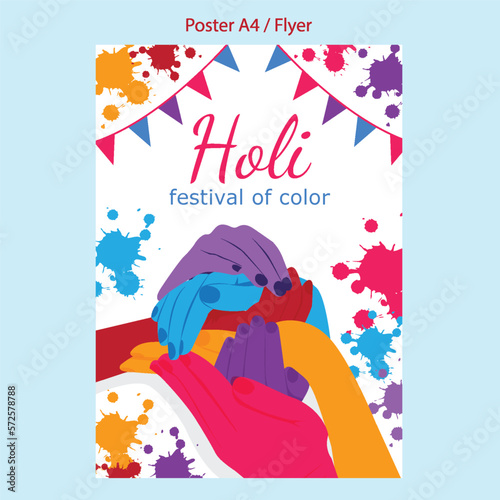 festival of color holi vector flayer banner design