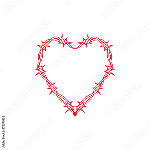 vector illustration of heart shaped barbed wire