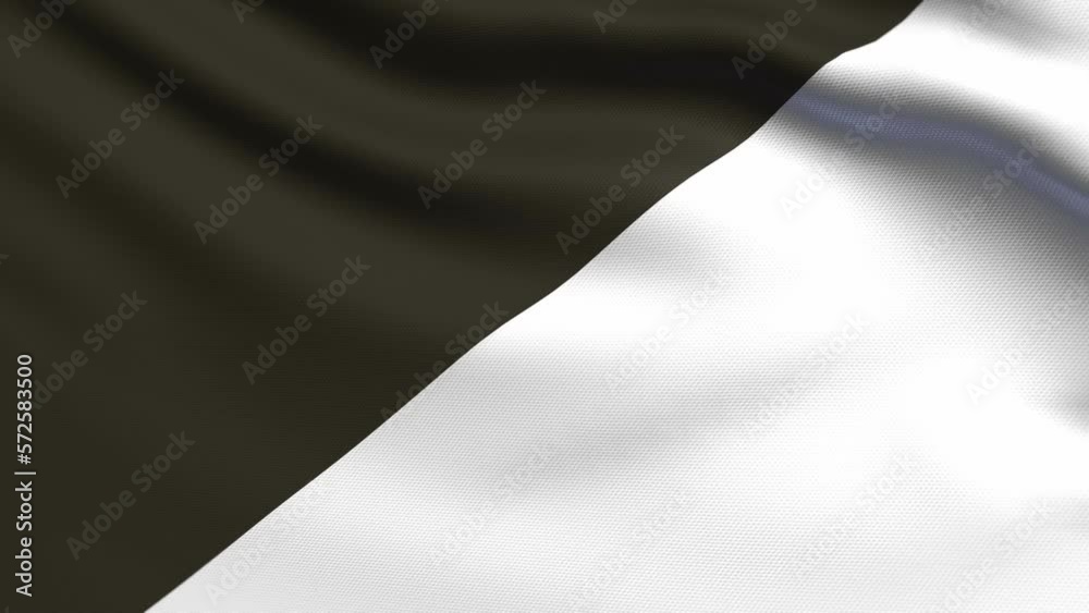 Auto Racing F1 Black and White Diagonal Flag 4K. Realistic Loop Waving