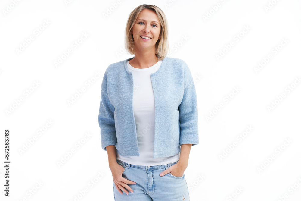 Obraz premium Picture of blonde woman over back isolated background
