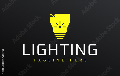 Digital Lamp Logo Design Template