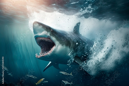 Fatal shark attack. Generative AI © Oleksandr
