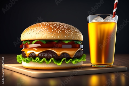 Beautiful Burger photo wallpaper with french fries   colddrink