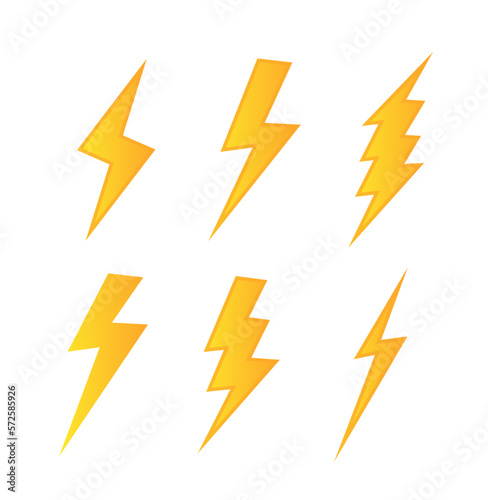 Lightning. Set Lightning bolt. Thunderbolt  lightning strike. flat style vector illustration. Vector