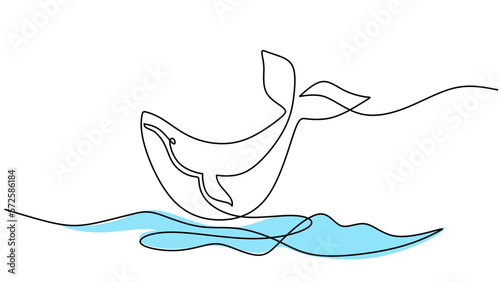 One line drawing of jumping...