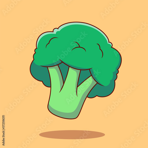 Fresh broccoli vegetable vector cartoon illustration icon