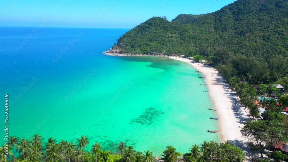 Amazing aerial top view of a tropical beach.	