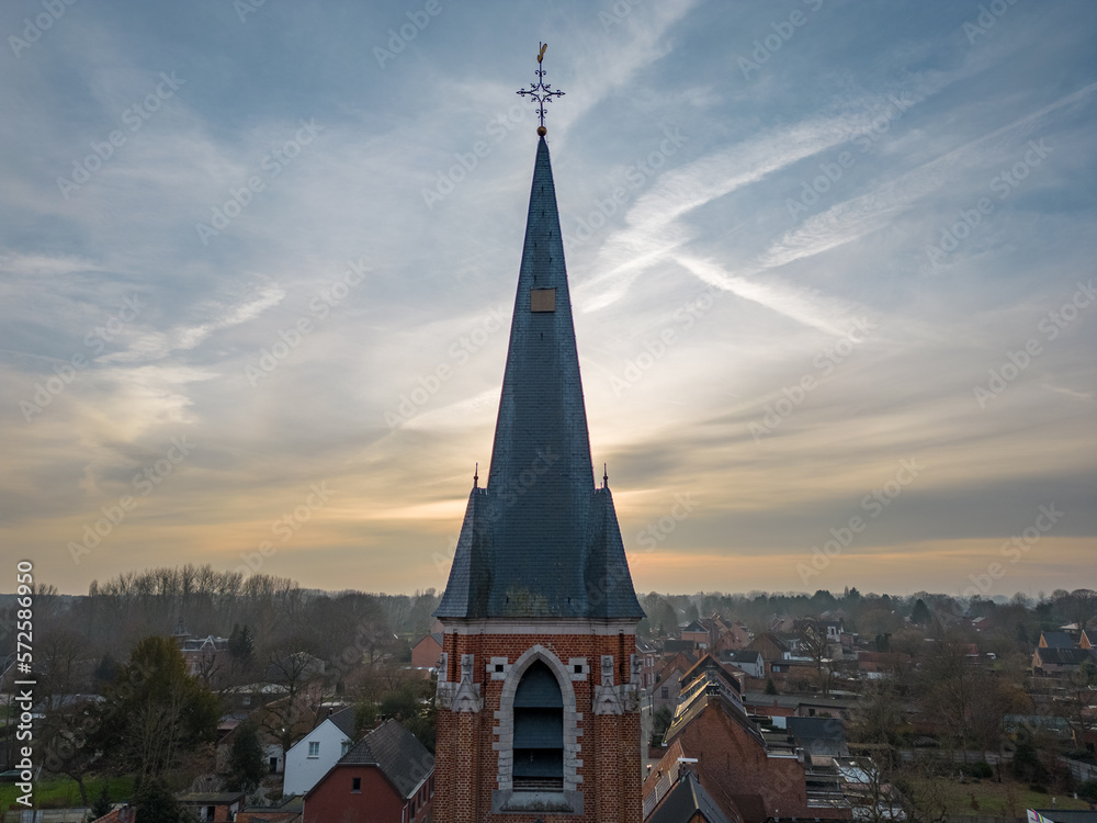 Fototapeta premium Silhouette of a christian church in sunset. High quality photo