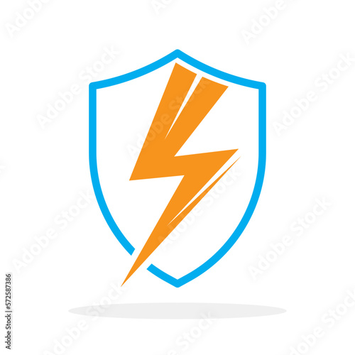 Free Download Shield with lightning. Power shield icon. Vector illustration. Protection symbol. Safety concept. - GFXLoad