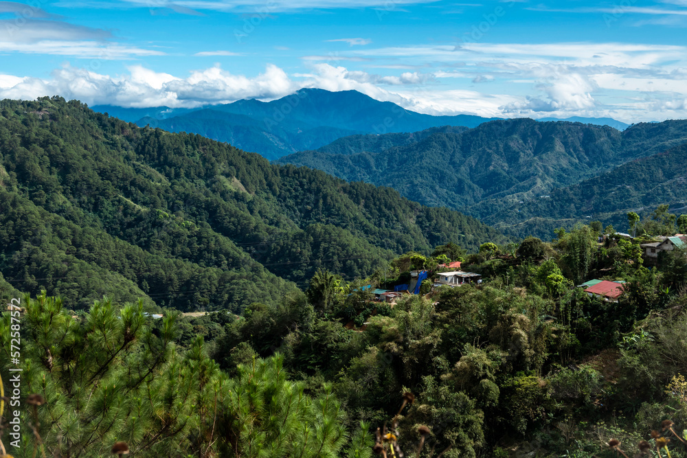 Beautiful landscape scenery of the cordillera mountains in Atok, Benguet, Philippines.