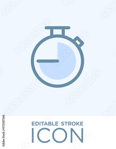 Stopwatch, chronometer line icon, outline vector sign, linear style pictogram isolated on white background. Fast service thin line icon. Symbol, logo illustration. Editable stroke. Pixel perfect