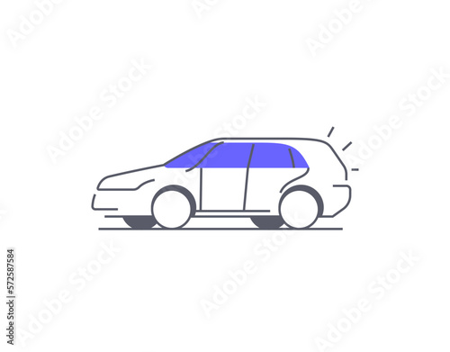 Car Icon. Linear car illustration to use in web and mobile UI  car basic UI elements set.