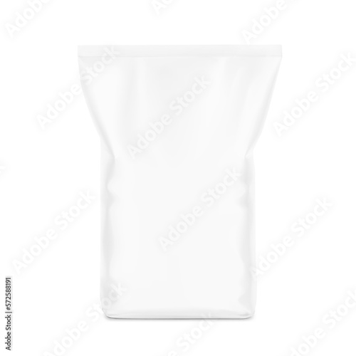 Vertical heavy bag package with wide top mockup. Front view. Vector illustration isolated on white background. Easy to use for presentation your product, idea, promo, design. EPS10	