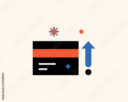 Geometric credit card illustration. Vector wealth icon in flat design art.

