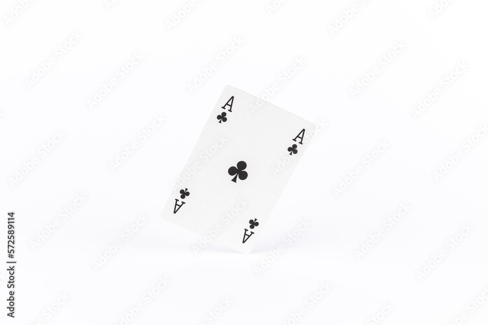 playing poker cards, ace on white background