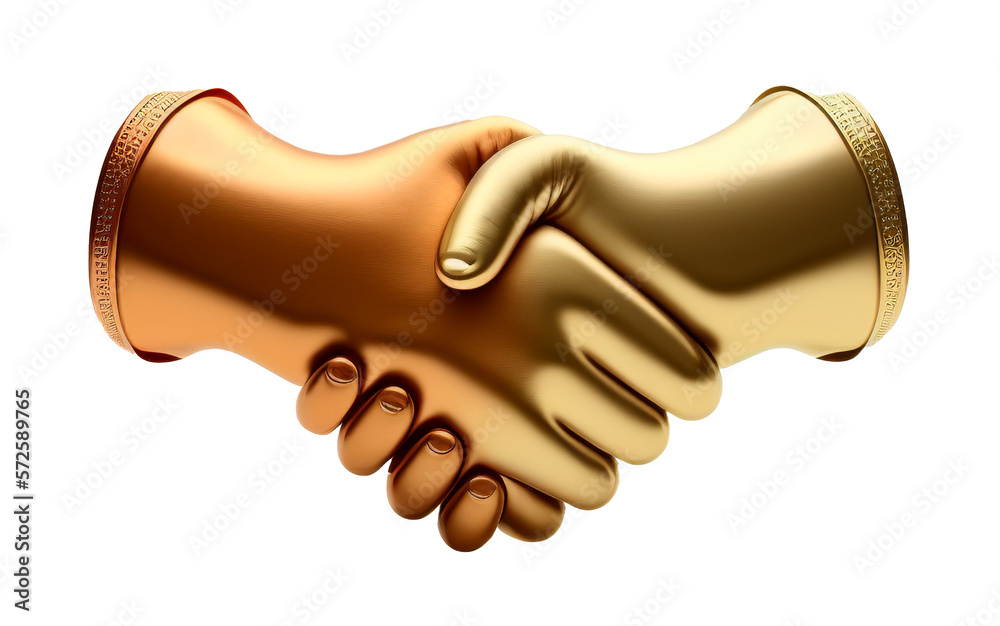 Golden handshake symbol on transparent background Generative AI Stock Illustration Adobe Stock
