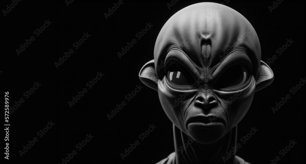 Portrait of an alien on a black background. Generative AI Portrait of an alien on a black background. Generative AI