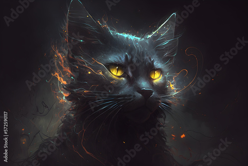 Black Cat, abstract background, hd